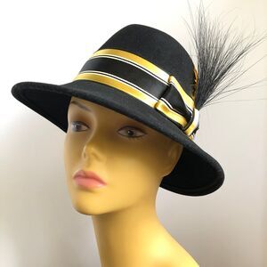 60s Mr. John Debutante Feather Plume Fedora Hat Mid Century